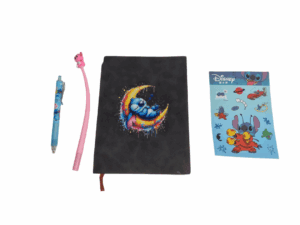 Pic 3. Stitch black soft cover Notebook with sticker paper and 2 pen