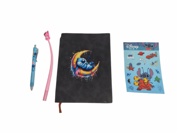 Stitch black soft cover Notebook with sticker paper and 2 pen