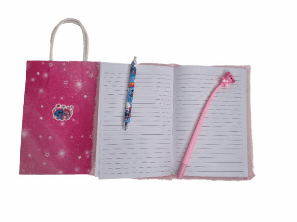 Pink Stitch plush notebook and 2 stitch pen birthday gift